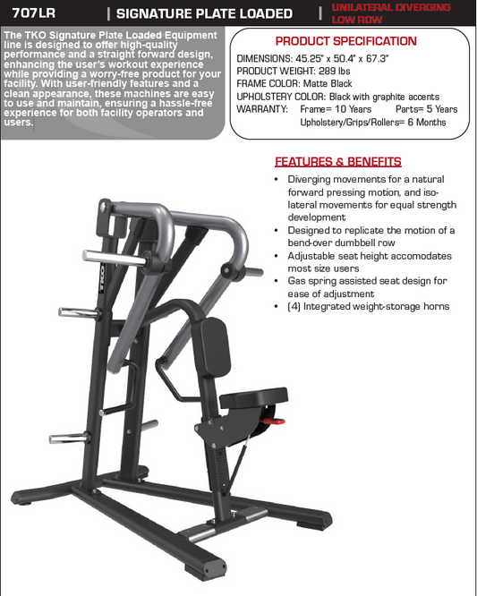 TKO Signature Plate Loaded- Unilateral Diverging Low Row