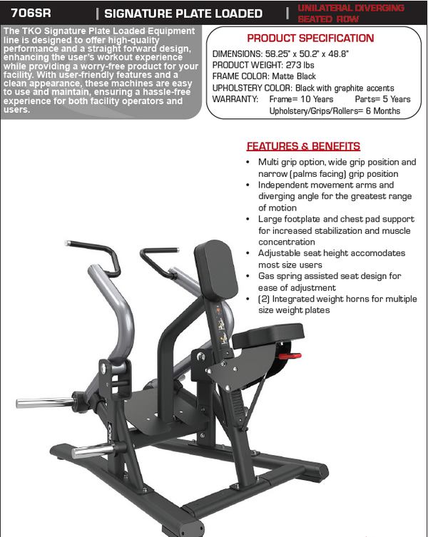 TKO Signature Plate Loaded- Unilateral Diverging Seated Row