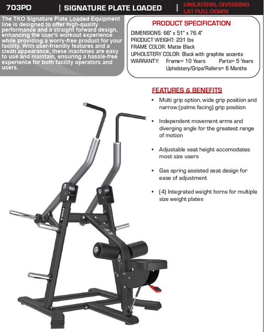 TKO Signature Plate Loaded- Unilateral Diverging Lat Pull Down