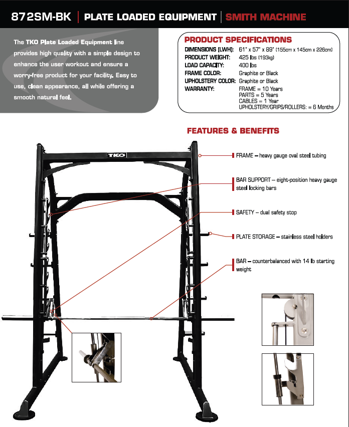 TKO Plate Loaded Equipment- Smith Machine