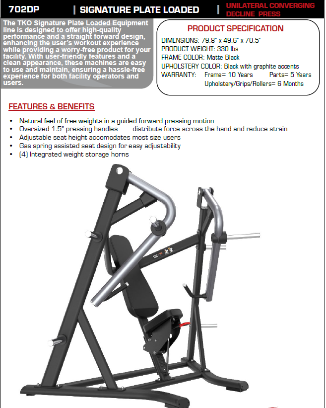 TKO Signature Plate Loaded- Unilateral Converging Decline Press